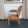 Mid-Century Machine-Age Brushed Aluminum Leather Armchair