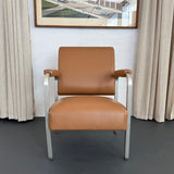 Mid-Century Machine-Age Brushed Aluminum Leather Armchair