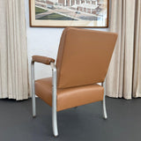 Mid-Century Machine-Age Brushed Aluminum Leather Armchair