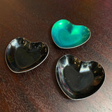 Trio Of Danish Modern Enameled Sterling Silver Metal Heart Dishes