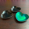 Trio Of Danish Modern Enameled Sterling Silver Metal Heart Dishes