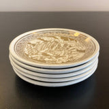 Set of 5 Piero Fornasetti Mitologia Gilt Porcelain Plates, Italy