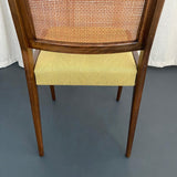 Set Of Six Mid-Century Modern Walnut And Cane Dining Chairs By DUX