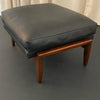 Mid-Century Modern Milo Baughman Attributed Black Leather Recliner Ottoman Set