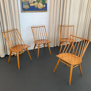 Mid-Century Birch Spindle-Back Dining Chairs By Leslie Diamond For Conant Ball