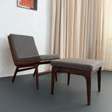 Scandinavian Modern Teak Slipper Chair Ottoman Set By Gerhard Berg