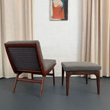 Scandinavian Modern Teak Slipper Chair Ottoman Set By Gerhard Berg