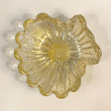 Midcentury Italian Murano Champagne Art Glass Clamshell Dish