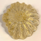 Midcentury Italian Murano Champagne Art Glass Clamshell Dish