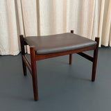 Scandinavian Modern Leather And Rosewood Footstool Ottoman By Hugo Frandsen