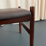 Scandinavian Modern Leather And Rosewood Footstool Ottoman By Hugo Frandsen
