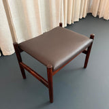 Scandinavian Modern Leather And Rosewood Footstool Ottoman By Hugo Frandsen