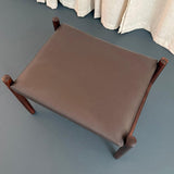 Scandinavian Modern Leather And Rosewood Footstool Ottoman By Hugo Frandsen