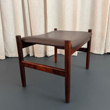 Scandinavian Modern Leather And Rosewood Footstool Ottoman By Hugo Frandsen
