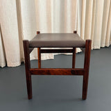 Scandinavian Modern Leather And Rosewood Footstool Ottoman By Hugo Frandsen