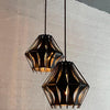 Mid-Century Studio Made Slat Steel Diamond Pendants