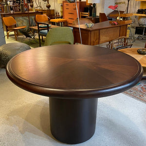 Round Bookmatched Rosewood Pedestal Dining Table By Edward Wormley For Dunbar