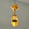 Pair Of Arts & Crafts Stain Glass And Brass Pendant Lights