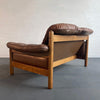 Scandinavian Modern Teak and Leather Loveseat Sofa
