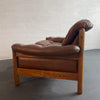 Scandinavian Modern Teak and Leather Loveseat Sofa