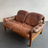 Scandinavian Modern Teak and Leather Loveseat Sofa