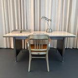 Mid-Century Industrial Brushed Steel Police Station Desk