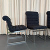 Set Of Six Upholstered Chrome Milo Baughman Style Dining Chairs