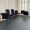 Set Of Six Upholstered Chrome Milo Baughman Style Dining Chairs