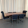 Set Of Six Upholstered Chrome Milo Baughman Style Dining Chairs