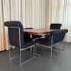 Set Of Six Upholstered Chrome Milo Baughman Style Dining Chairs