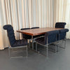 Set Of Six Upholstered Chrome Milo Baughman Style Dining Chairs