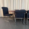Set Of Six Upholstered Chrome Milo Baughman Style Dining Chairs