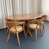 Mid-Century Artisan-Made Oak Bentwood Oval Dining Set
