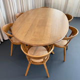 Mid-Century Artisan-Made Oak Bentwood Oval Dining Set