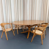 Mid-Century Artisan-Made Oak Bentwood Oval Dining Set