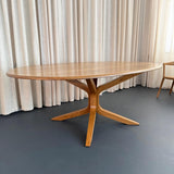 Mid-Century Artisan-Made Oak Bentwood Oval Dining Set