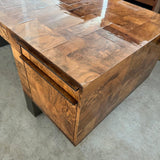 Modernist Patchwork Burl Executive Desk By Paul Evans Cityscape For Directional