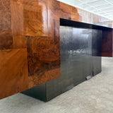 Modernist Patchwork Burl Executive Desk By Paul Evans Cityscape For Directional