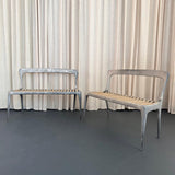 Organic Modern Cast Aluminum And Teak Bench By John Reeves