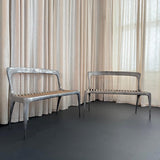 Organic Modern Cast Aluminum And Teak Bench By John Reeves