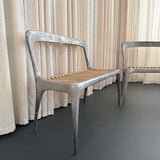 Organic Modern Cast Aluminum And Teak Bench By John Reeves