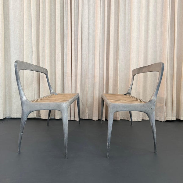 Organic Modern Cast Aluminum Teak Bench John Reeves Flow Collection ...