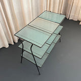 Mid-Century Modern Wrought Iron Tiered Glass Side Table Étagère