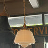 Art Deco Milk Glass Brass Pendant Light