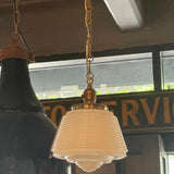 Art Deco Milk Glass Brass Pendant Light