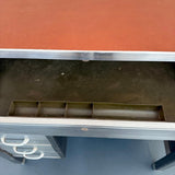 Industrial Mid-Century Brushed Steel Military Desk With Leather Pop-Up Top