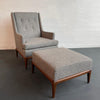 Mid-Century Modern Upholstered Lounge Chair With Ottoman