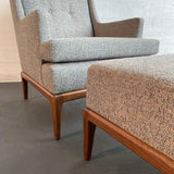 Mid-Century Modern Upholstered Lounge Chair With Ottoman