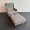 Mid-Century Modern Upholstered Lounge Chair With Ottoman