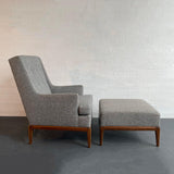 Mid-Century Modern Upholstered Lounge Chair With Ottoman